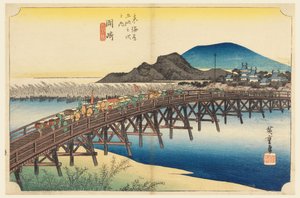 Okazaki, pont Tenshin, dans Les Cinquante-Trois Stations de la route Tokaido - Ando Hiroshige