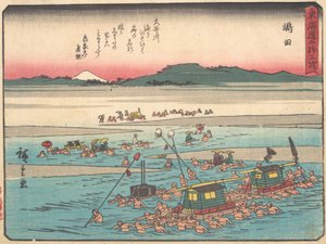 Shimada, Oigawa Shun-Gan, Rives de la rivière Oi, vers 1838 - Ando Hiroshige