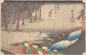 Pluie de printemps à Tsuchiyama 50e station du Tokaido, 19e siècle - Ando Hiroshige