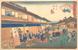 Maison de thé dans le district de Hakusen, vers 1835-42 - Ando Hiroshige