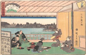 Maison de thé à Hirokoji, vers 1835-42 - Ando Hiroshige