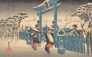 Le sanctuaire de Gion sous la neige, vers 1832