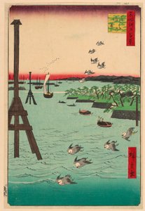 Vue de la côte de Shiba (Shibaura no fukei) de la série Cent vues célèbres d