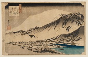 Gravure sur bois - Neige du soir au mont Hira, 1797-1858 - Ando Hiroshige
