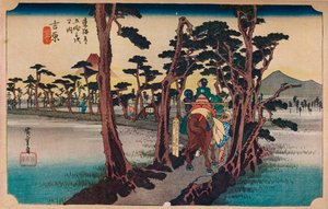 Yoshiwara : Mont Fuji à gauche - Ando Hiroshige