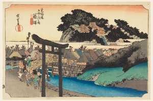 Temple Yugoyoji (Fugisawa), dans Les Cinquante-Trois Stations de la route Tokaido (Tokaido Gojusan Tsugi-no Uchi) - Ando Hiroshige