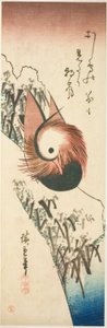 Un canard mandarin sur un banc enneigé - Ando or Utagawa Hiroshige