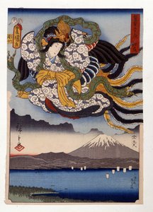 Amaterasu la déesse du Soleil sur le mont Fuji