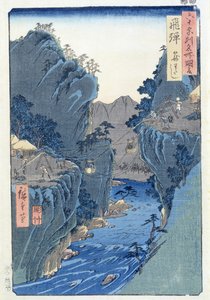 Bac à panier, Kagowatashi, province de Hida - Ando or Utagawa Hiroshige