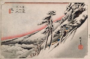 Beau temps après la neige, Kameyama, de la série "Les cinquante-trois stations du Tokaido" - Ando or Utagawa Hiroshige