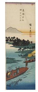 Traversée de la rivière Sumidagawa de la série Vues célèbres de la capitale orientale - Ando or Utagawa Hiroshige