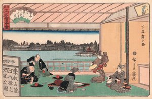 Fête de boisson dans un restaurant par Ando Hiroshige - Ando or Utagawa Hiroshige