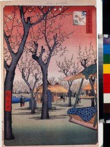 Estampe japonaise : le verger des pruniers à Kamata (Tokyo, Japon) - Série cent vues célèbres d