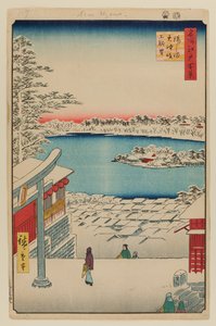 Vue du sommet de la colline, sanctuaire Yushima Tenjin - Ando or Utagawa Hiroshige