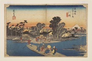Kawasaki : Le Ferry de Rokugō (Kawasaki, Rokugō watashibune) - Ando or Utagawa Hiroshige