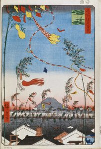 La prosperite de la ville durant les festivites Tanabat - Ando or Utagawa Hiroshige