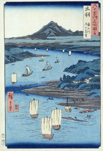 Rivière Magami et Tsukiyama, province de Dewa - Ando or Utagawa Hiroshige