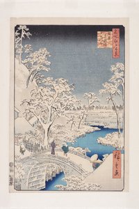 Pont tambour de Meguro et colline du coucher de soleil - Ando or Utagawa Hiroshige