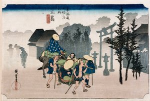 Brume matinale à Mishima, de la série "Les cinquante-trois stations du Tōkaidō" - Ando or Utagawa Hiroshige
