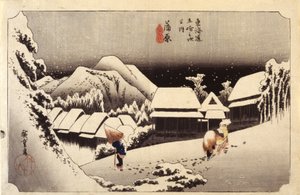 Neige nocturne à Kanbara, #16 - Ando or Utagawa Hiroshige