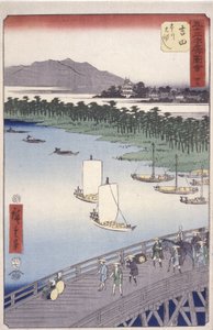 Station 35, Yoshida; Série Kyoka Tokaido (Figures traversant le premier plan) - Ando or Utagawa Hiroshige