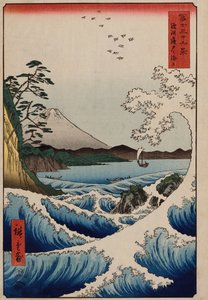 La mer au large de Satta dans la province de Suruga, de la série "Les trente-six vues du mont Fuji" - Ando or Utagawa Hiroshige