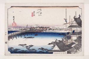 Pont de la rivière Toyokawa à Yoshida - Ando or Utagawa Hiroshige