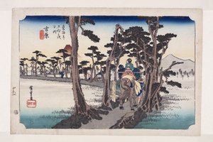 Yoshiwara : Mont Fuji à gauche (Yoshiwara, hidari Fuji) - Ando or Utagawa Hiroshige