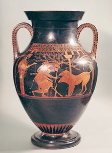 Amphore à figures rouges attiques représentant Héraclès capturant Cerbère, grec, d