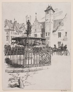 Illustration pour "Le 11 juin" (La Fontaine sur la Vieille Place) - André Bork