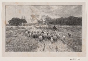Paysage avec moutons et berger