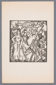 Trois femmes dansant et marin avec femme L