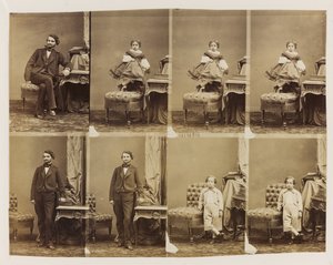 Portraits assis 41494 : Docteur Magnan et son fils et sa fille, c.1861 (tirage albuminé (8 cartes de visite non découpées)) - Andre Adolphe Eugene Disderi