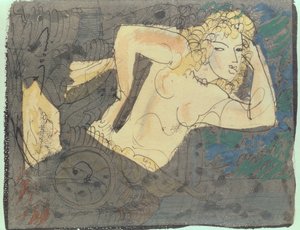 Illustration du poème "La fileuse", tiré des "Albums de vers anciens, charmes" de Paul Valery (1871-1945) (mixed media)
