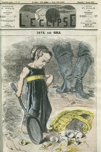 1872, une petite fille regarde son panier de fissures. Couverture dans "L