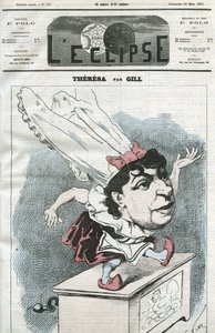 Caricature par Emma Valendon dite Thérèsa (1837-1913), chanteuse populaire française. Couverture dans « L