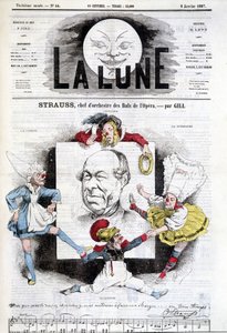 Caricature de Johann Strauss Jr. (1825-1899) dans « La Lune », 6 janvier - Andre Gill