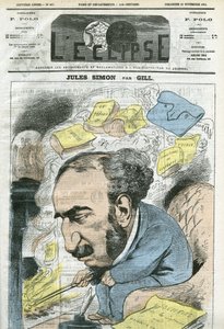 Caricature par Jules Simon (1814-1896), homme politique, historien de la philosophie, philosophe, essayiste français. Couverture dans « L