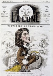 Caricature de Victorien Sardou par Gill - Couverture de La Lune du 14/10/1866 - Andre Gill