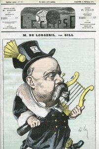 Caricature du vicomte de Lorgeril, politicien français. Couverture de "L