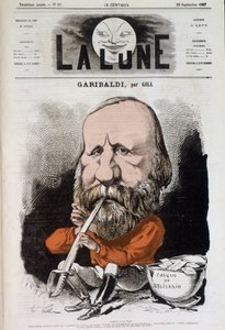 Giuseppe Garibaldi (1807-1882), hymne à la paix - par Gill, dans « La Lune » du 22/09/1867 - Andre Gill