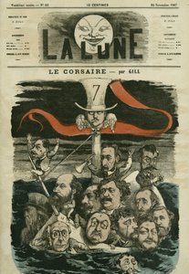Illustration du journal « Le Corsaire » et de ses chroniqueurs. Caricature de Gill, dans « La Lune », 24 novembre - Andre Gill