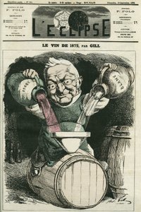 Le vin de 1872, illustration par Adolphe Thiers mélangeant vin blanc et vin rouge (1797-1877), historien et homme d