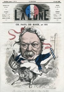 Portrait de Charles Paul de Kock (1793-1871), romancier populaire français. Caricature de Gill, dans « La Lune », 18 août - Andre Gill