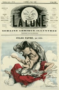 Portrait de Jules Favre (1809-1880), avocat et homme politique français. Caricature de Gill, dans "La Lune", 31 mars - Andre Gill