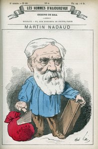 Portrait de Martin Nadaud (1815-1898), maître et homme politique français, il fut député de la Creuse de 1876 à 1889. Caricature par Gill, Paris - Andre Gill