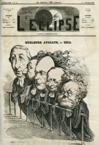 Quelques avocats, Emmanuel Arago (1812-1896), Léon Gambetta (1838-1882), Jules Grévy (1807-1891), Laurier et Adolphe Crémieux (1796-1880). Couverture dans « L