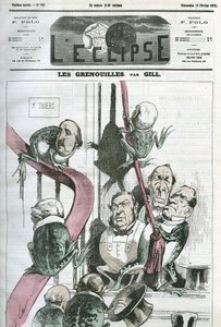 Les Grenouilles, une caricature des politiciens du gouvernement du président Thiers en grenouilles. Couverture dans "L