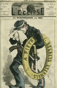 La démonstration, la fête des morts au cimetière de Montmartre, dessin d