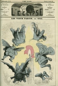Les anciens partis politiques de France comme les Royalistes ou les Bonapartistes sont effrayés par la lumière de la République. Couverture dans « L
